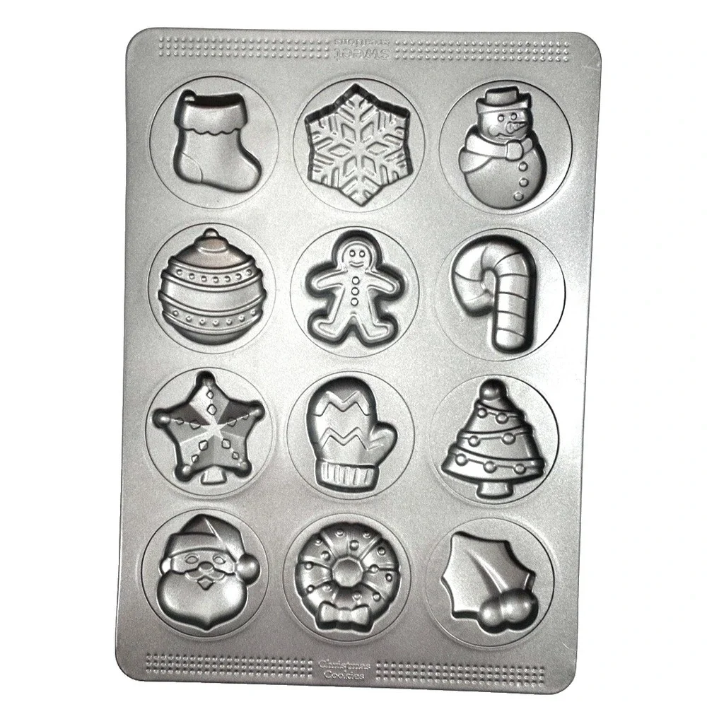 Christmas Cookie Molded Sheet Pan Non-Stick 12 Cavities Sweet Creations